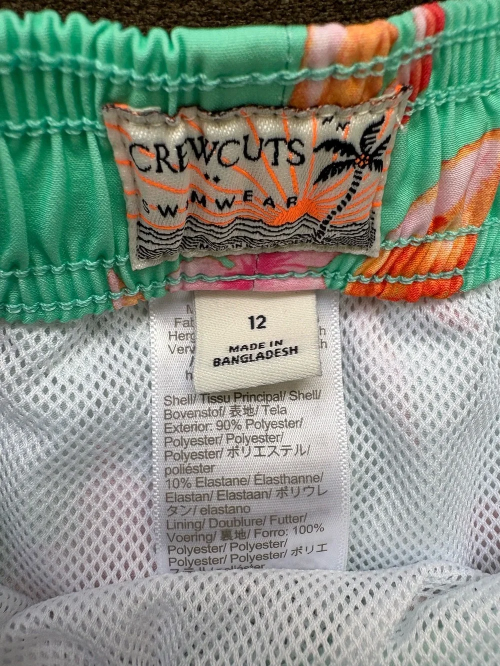 Crewcuts Aqua Swim Shorts with Pink & Orange Floral Print